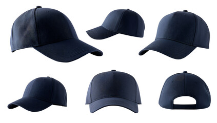 Stylish blank navy cap mockup set for branding and design work