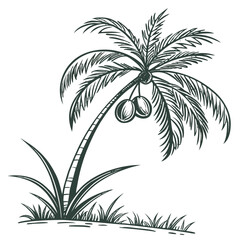 Obraz premium Palm tree with coconuts isolated on white background, a tropical symbol of summer vacation and exotic island paradise