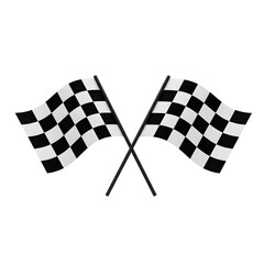 Fototapeta premium Checkered Flags Crossing Racing Finish Line on Transparent Background