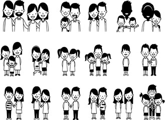 Family and friends icon set
