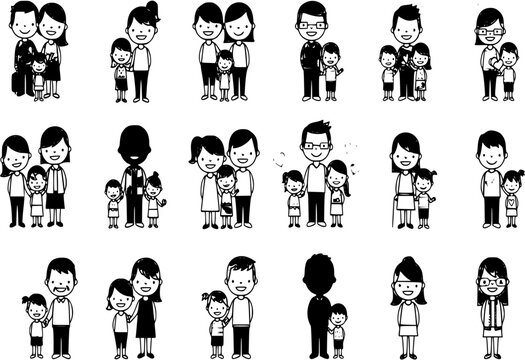 Family and friends icon set
