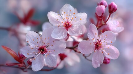 A 4K photo of spring cherry blossoms n macro photography of blooming flowers.