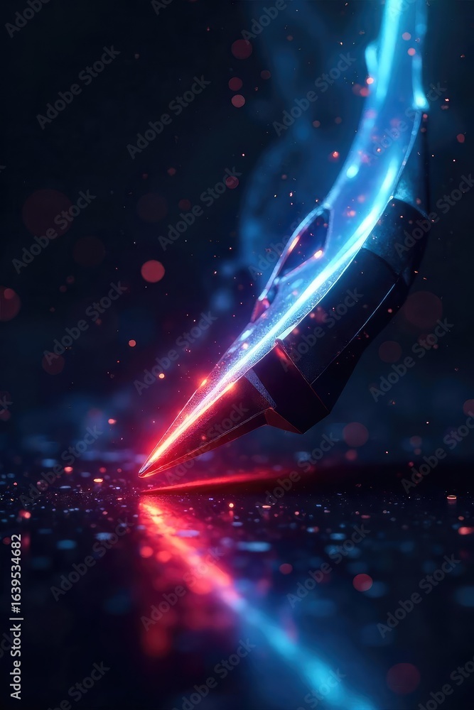 Wall mural futuristic sleek vision light ethereal glow in dark abstract background