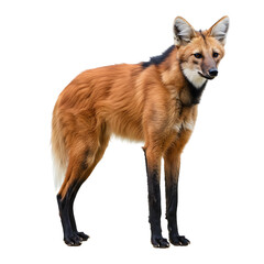 Standing Maned Wolf with Distinctive Reddish Fur and Long Legs
