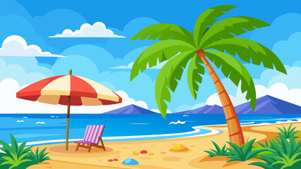 Naklejka premium tropical beach with palm trees