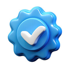 3d verified check mark badge isolated on transparent background