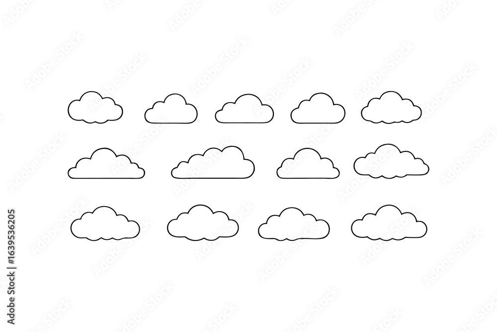 Poster simple cloud outlines seamless pattern minimalist weather forecast background sky atmosphere graphic