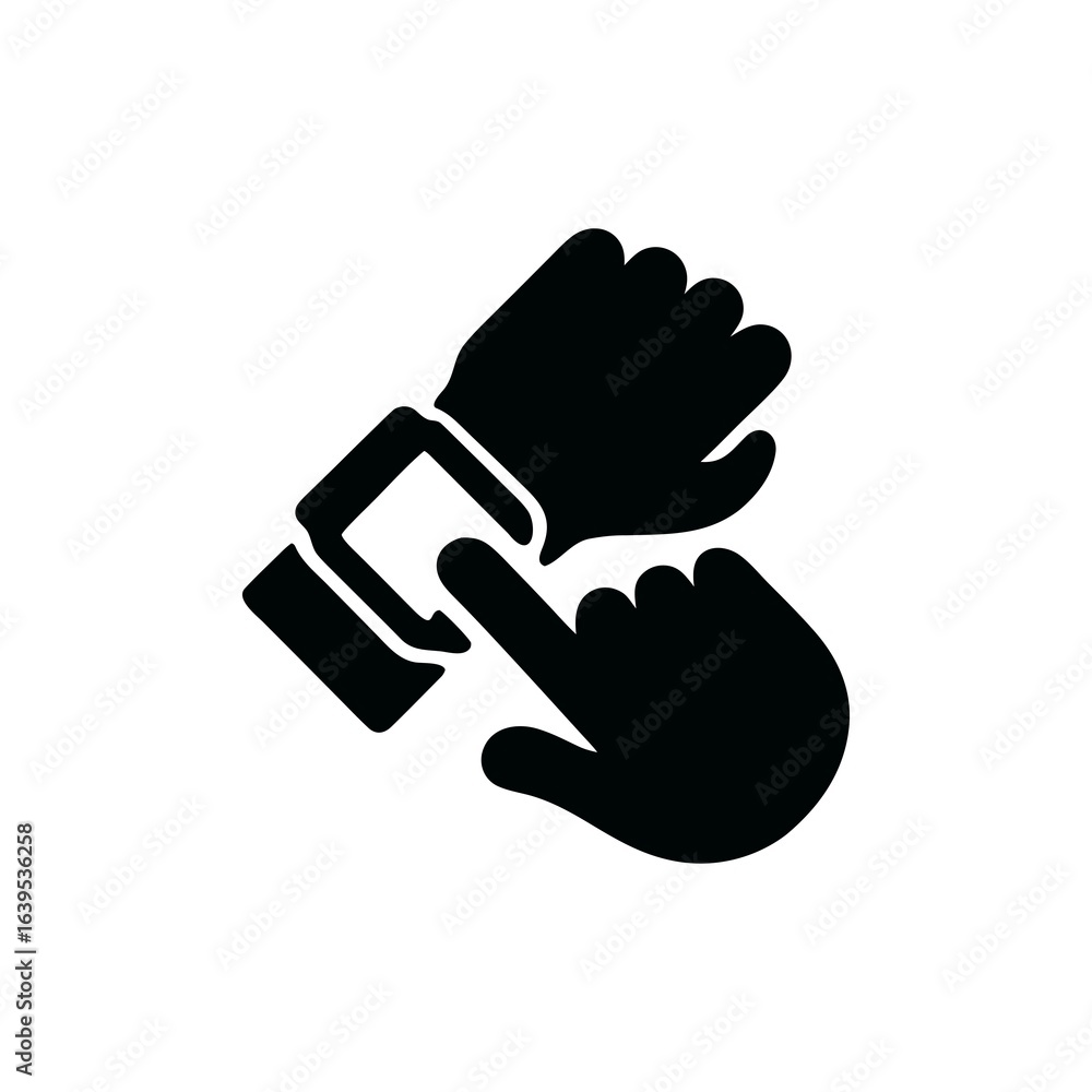 Poster smartwatch interaction and technology usage concept illustration showing hands using wearable tech f