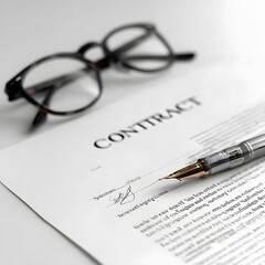 A simple but powerful image of a business contract, pen, and glasses on a desk, symbolizing a negotiation ready to be signed.