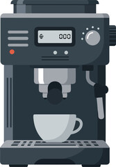 Modern espresso machine with cup