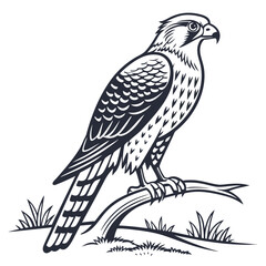 Majestic falcon perched on a branch bird raptor