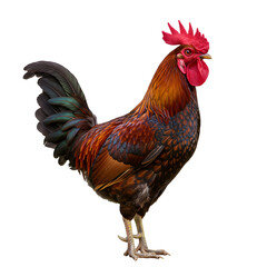 Fototapeta premium Rooster Standing Proudly with Colorful Plumage on a Transparent Background