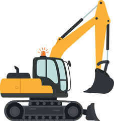 Yellow excavator construction machine