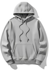Gray hoodie sweatshirt mockup isolated on a white background