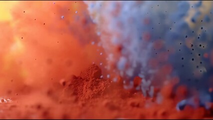 Vibrant Colored Powder Explosion on White Background