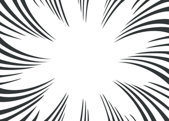 Naklejka premium Manga comic explosion and motion effects, comic background. Radial speed lines and abstract patterns for comic explosions. Design illustrations.