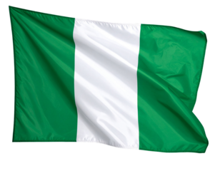 Nigeria National Flag with Realistic Fabric Texture, isolated on transparent background PNG