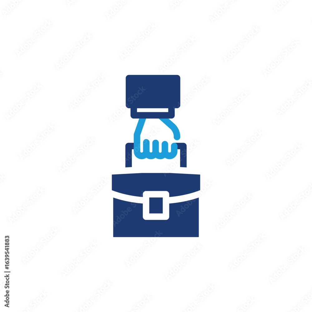 Poster hand holding bag colored icon symbol of work vector design good for web or mobile app