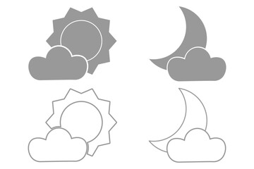 Weather silhouette icon set. forecast, climate symbols. weather forecast icon eps 10