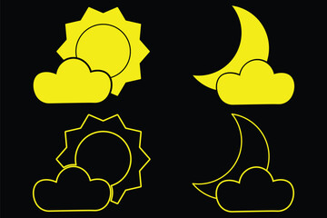 Weather silhouette icon set. forecast, climate symbols. weather forecast icon eps 10