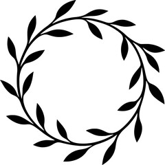 Botanical Vine Wreath Vector &ndash; Elegant Circular Leaf Frame PNG