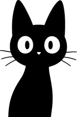 Minimal Black Cat Vector – Cute Whiskered Pet Illustration PNG