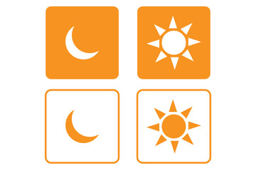 Sun and moon icons set. Parts of the Day Morning, Afternoon, Noon, Evening ,Night Icons. Sunset and Night Icons. line art featuring moon with stars sun and cloud various sun, moon, and clock icons 