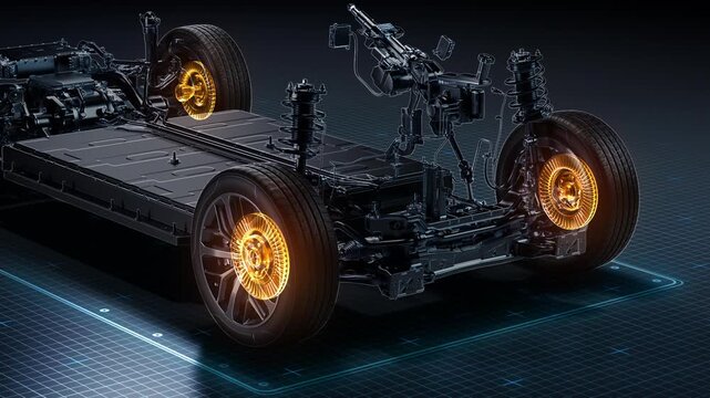 Modern Electric Car Undercarriage Design Focus