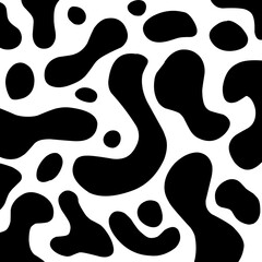 Black and white ink splash. Seamless Black and White Cow Print Pattern Vector. Cow texture repeated design background pattern backdrop wallpaper. Vector image illustration seamless