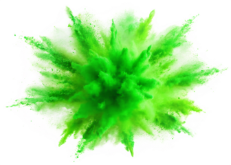 neon green color powder explosion  isolated on white background PNG , AI GENERATED