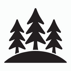 Fototapeta premium Simple black silhouette of a tranquil forest scene. 