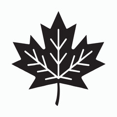 Simple Black and White Maple Leaf Icon
