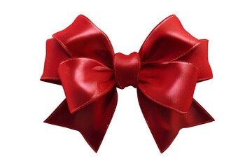 Fototapeta premium Classic Christmas Red Ribbon Bow with Satin Finish, Transparent Background