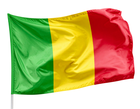 Mali National Flag with Realistic Fabric Texture, isolated on transparent background PNG