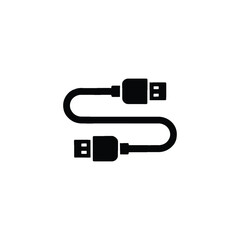 Black usb cable icon with two connectors