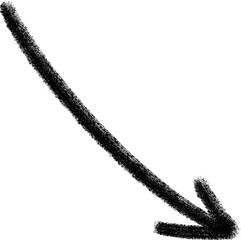 木炭タッチの手描き右下向き矢印アイコン