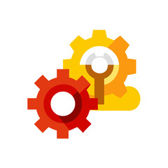 Illustration of two gears with a wrench in the center