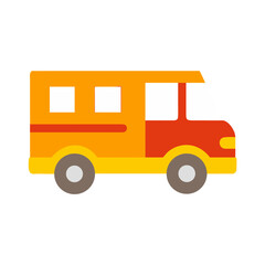 Illustration of a colorful toy bus with simple design