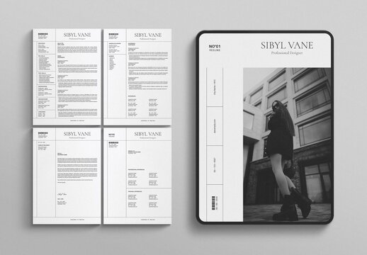 Simple Clean Minimalist Resume CV and Cover Letter Template Design with Photo