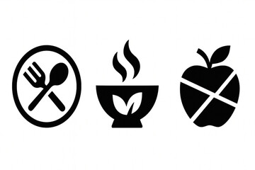 Geometric Black & White Food Icons — Vector Series