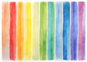 Naklejka premium Watercolor Rainbow Stripes in Vibrant Colors