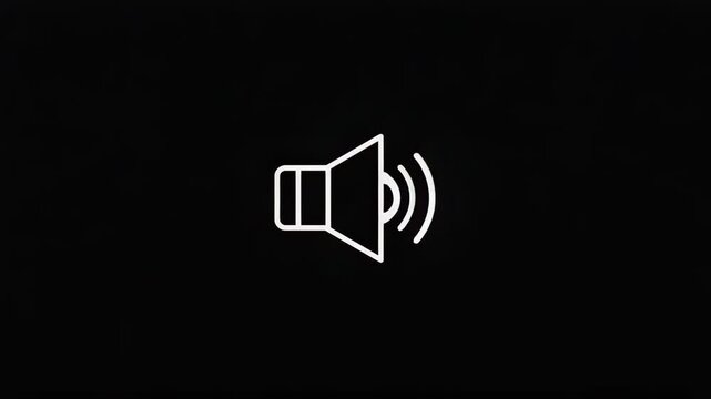 Minimalist White Speaker Sound Icon on Black Background for Audio and Music Concepts