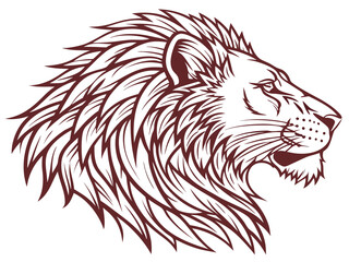 Obraz premium Majestic Lion Head Profile, Vector Graphic Design , This striking black and white vector graphic portrays a lion's head in profile view.