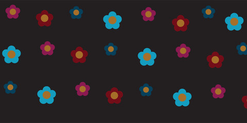 Colorful floral motif on a dark background