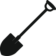 Vector Silhouette of a shovel used for digging on a transparent background