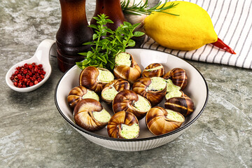 Fresnch escargort with basil butter