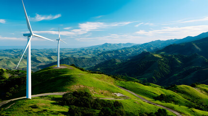 Stunning Wind Turbines Generating Renewable Energy in Scenic Landscape