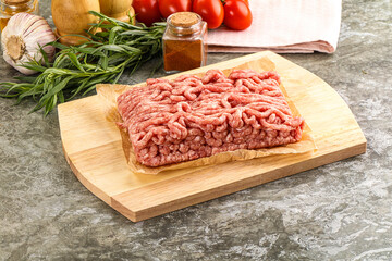 Raw uncooked red minced meat