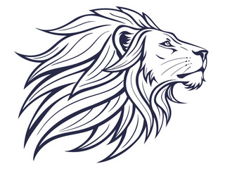 Fototapeta premium Majestic Lion Head Profile, Vector Graphic Design , This striking black and white vector graphic portrays a lion's head in profile view.