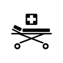 Medical stretcher and health cross icon